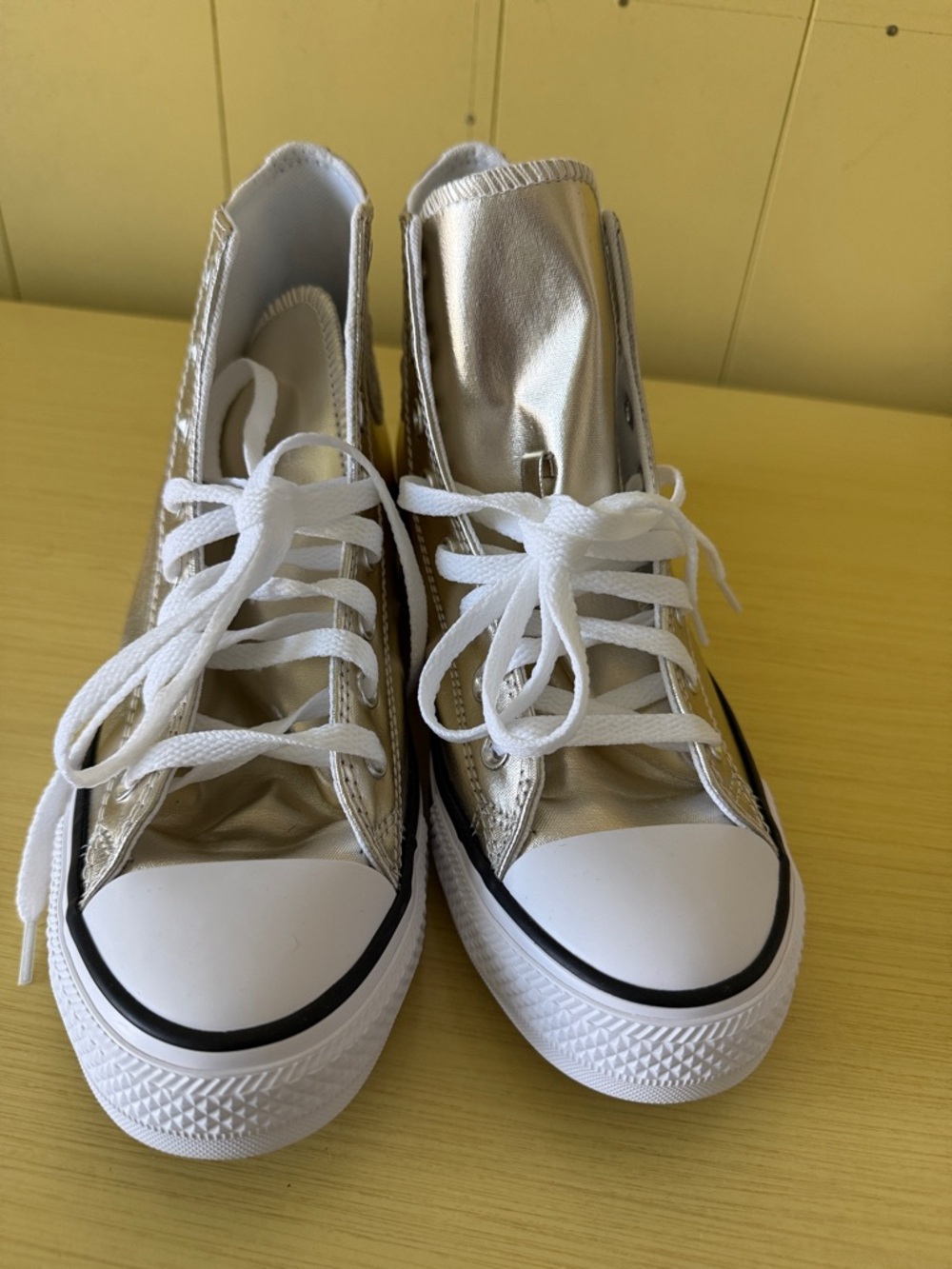 Converse Metallic Gold High-Top Sneakers with White Accents - New in box